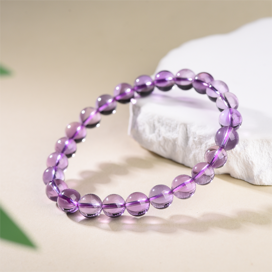 "Violet Enigma"-Natural Brazilian Amethyst Stretch Bracelet