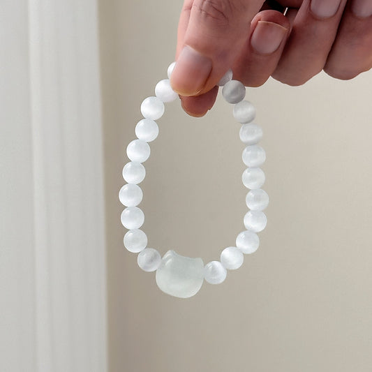 Money Attraction Cat Bracelet - Perfect Gifts For Women (White Cat Eye)