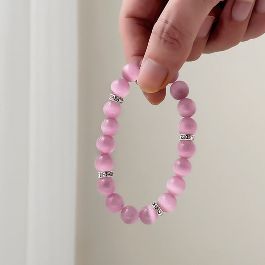 Pink Cat's Eye Healing Bracelet - Heart Healing Collection