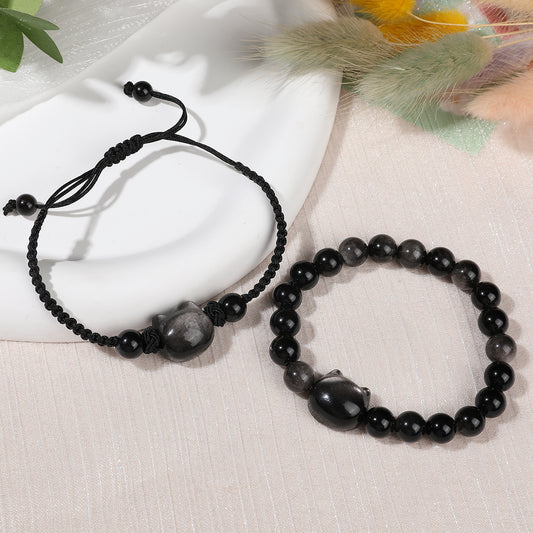 Money Attraction Twin-Bracelet Set - Ultimate Gift Collection (Obsidian)