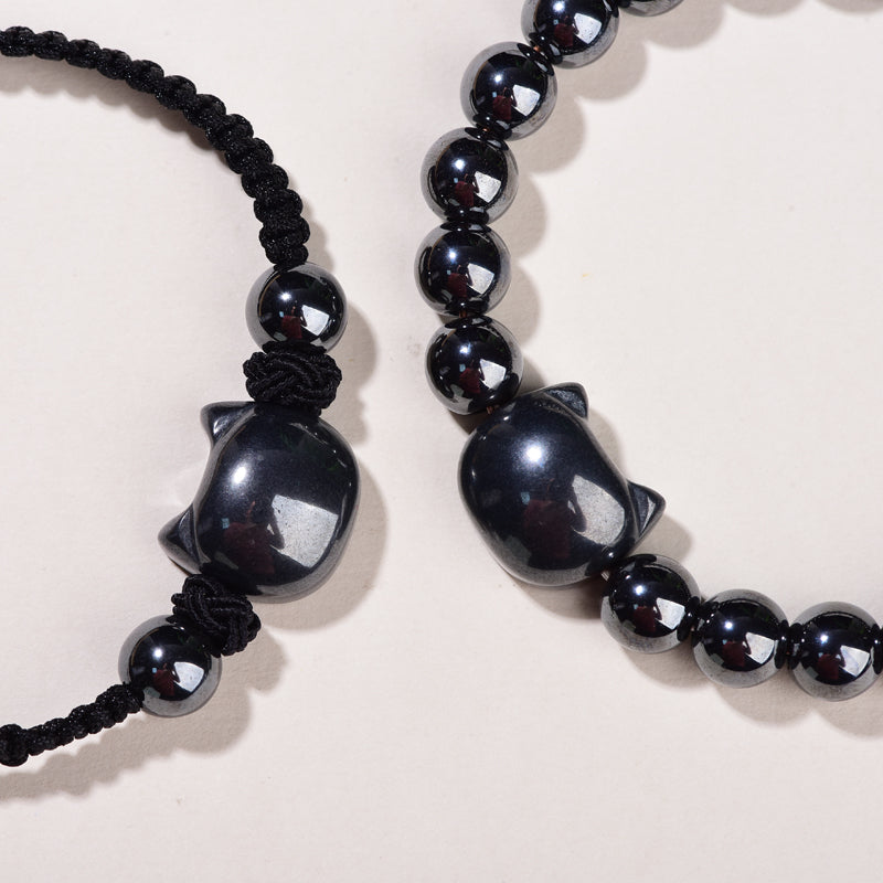 「Ultimate Fortune」-Activating Gift for Cat Lovers: Hematite Twin-Cats Wealth Vortex Set