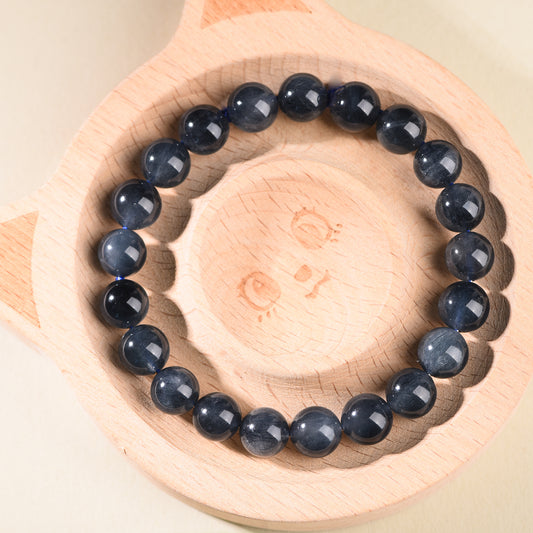 "Ocean's Whisper"- Natural Ink Blue Crystal Stretch Bracelet