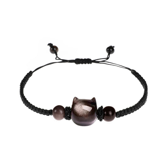 Money Attraction Cat Bracelet - Perfect Gifts For Women (Obsidian)