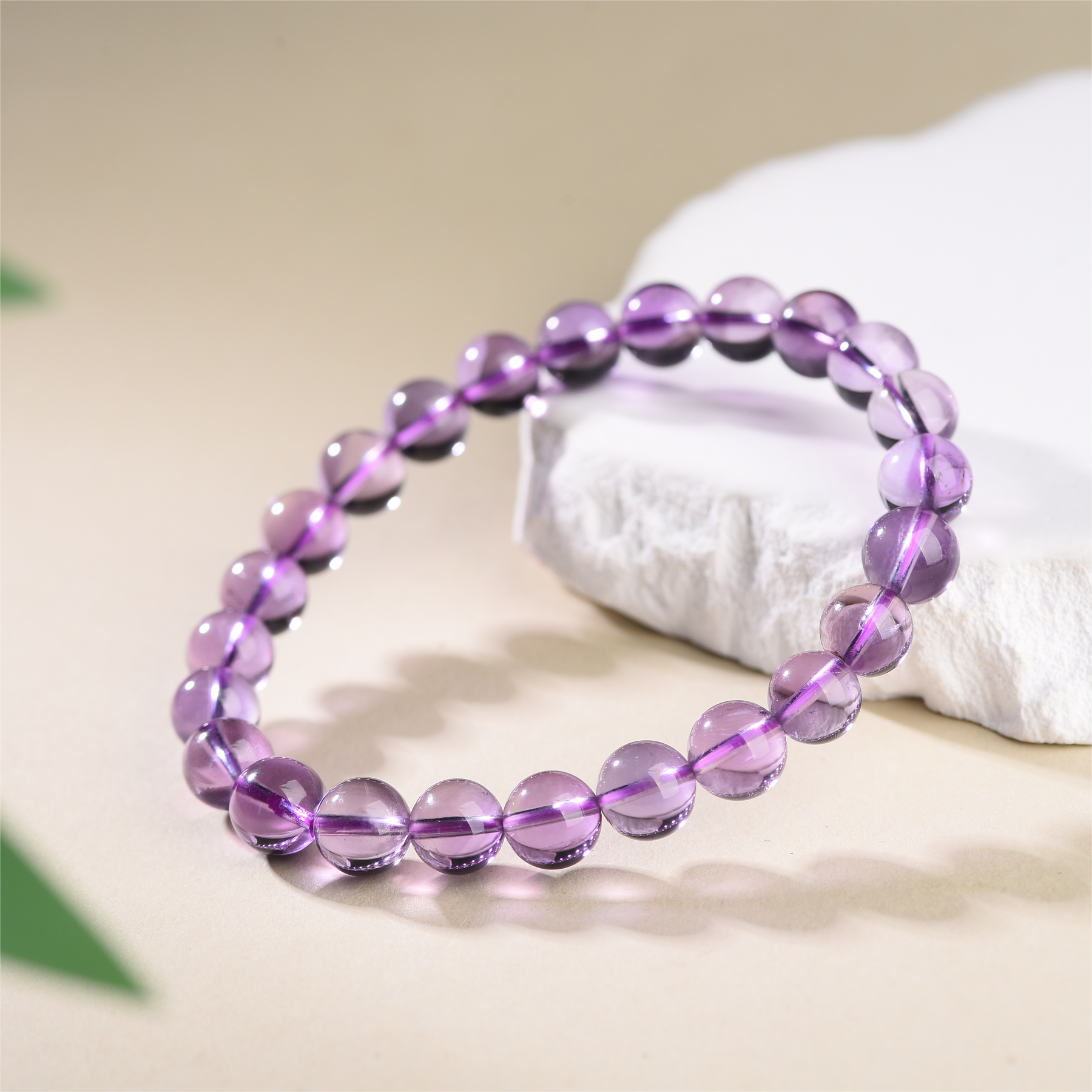 "Violet Enigma"-Natural Brazilian Amethyst Stretch Bracelet