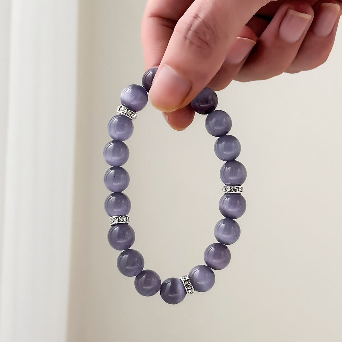 Lavender Cat's Eye Healing Bracelet - Spiritual Balance Collection