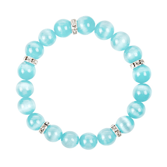 Sea Blue Cat's Eye Healing Bracelet - Serenity Collection