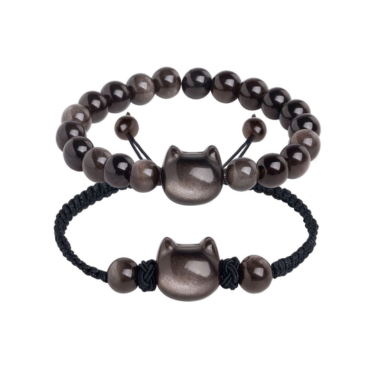 Money Attraction Twin-Bracelet Set - Ultimate Gift Collection (Obsidian)