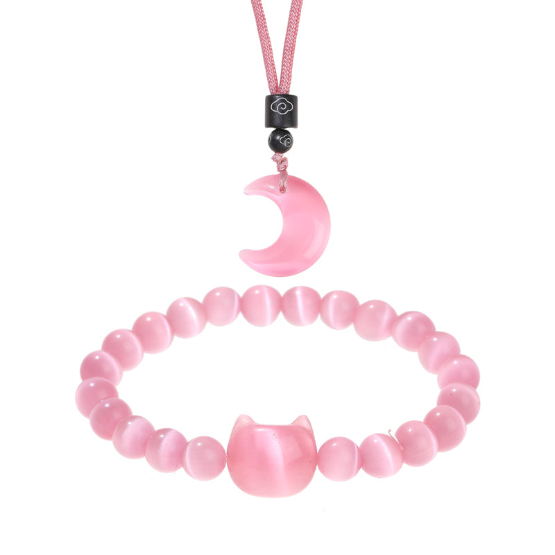 Pink Cat's Eye Fortune Set - Rose Moonlight Collection