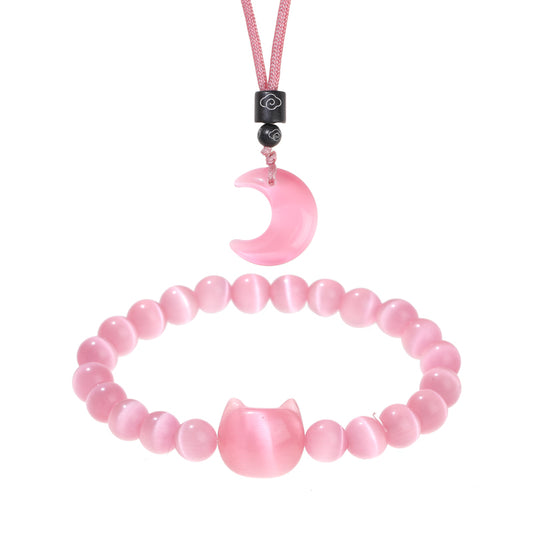 Pink Cat's Eye Fortune Set - Rose Moonlight Collection