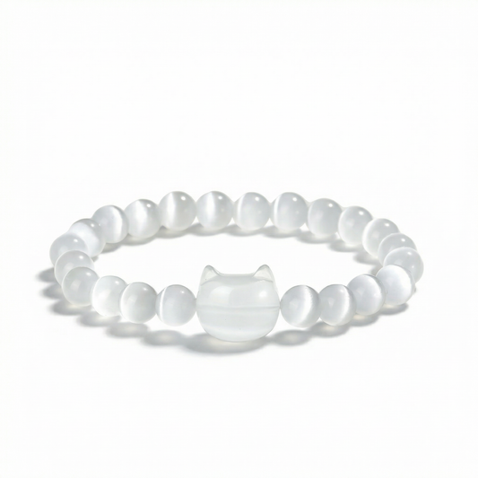 Money Attraction Cat Bracelet - Perfect Gifts For Women (White Cat Eye)