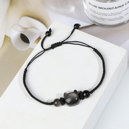 Money Attraction Cat Bracelet - Perfect Gifts For Women (Obsidian)