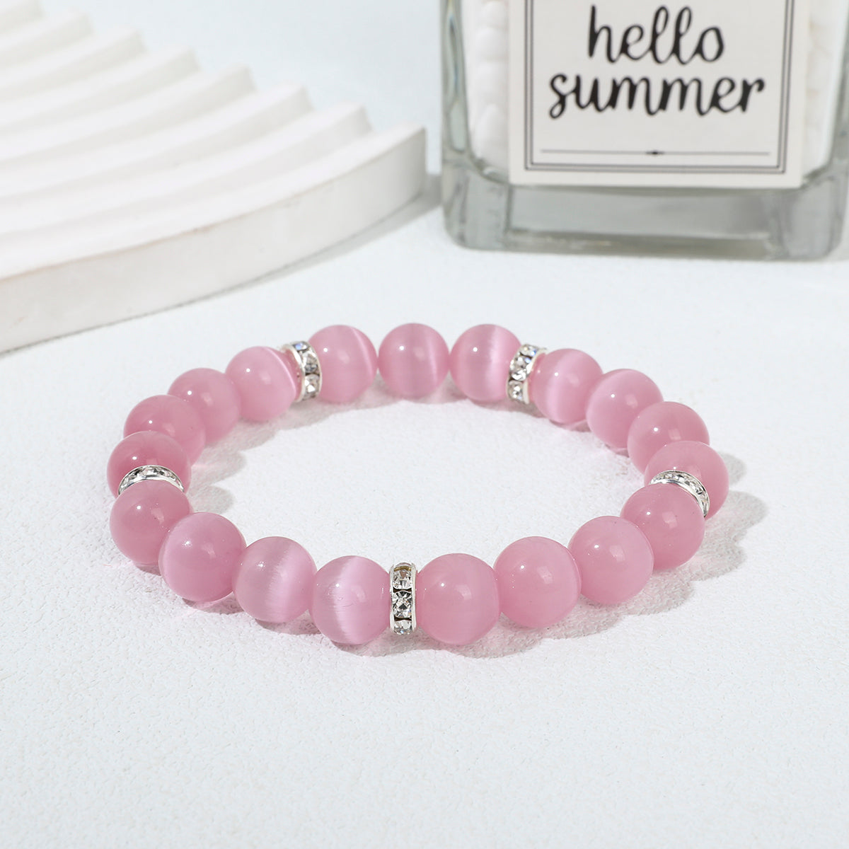 Pink Cat's Eye Healing Bracelet - Heart Healing Collection