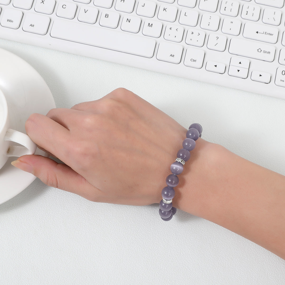 Lavender Cat's Eye Healing Bracelet - Spiritual Balance Collection