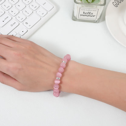Pink Cat's Eye Healing Bracelet - Heart Healing Collection