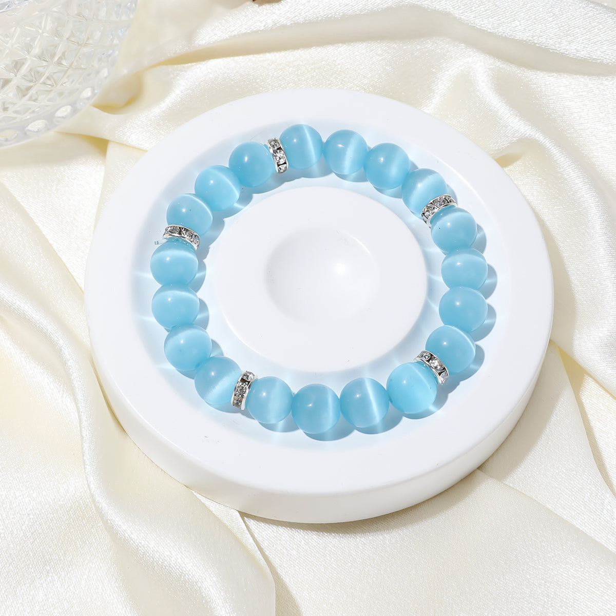 Sea Blue Cat's Eye Healing Bracelet - Serenity Collection
