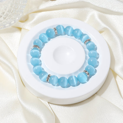 Sea Blue Cat's Eye Healing Bracelet - Serenity Collection
