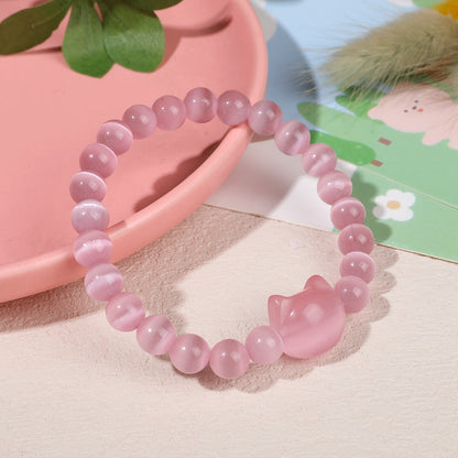 Money Attraction Cat Bracelet - Perfect Gifts For Women (Pink Cat Eye)