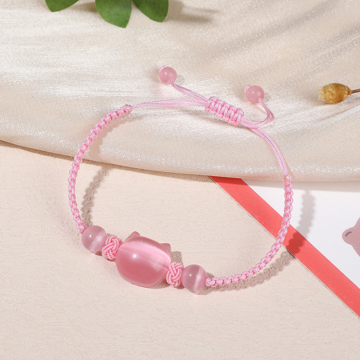 Money Attraction Cat Bracelet - Perfect Gifts For Women (Pink Cat Eye)