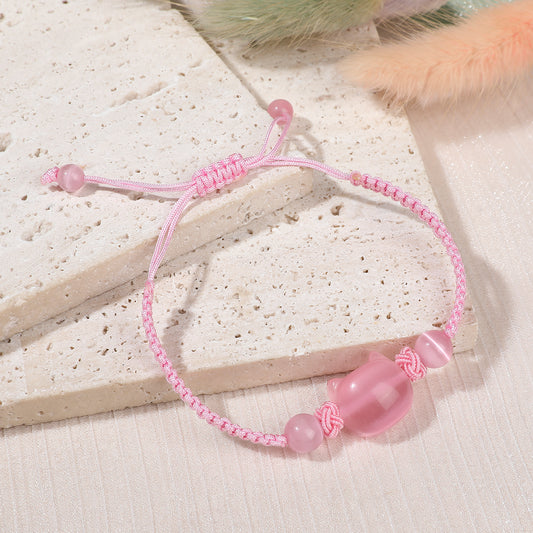 Money Attraction Cat Bracelet - Perfect Gifts For Women (Pink Cat Eye)