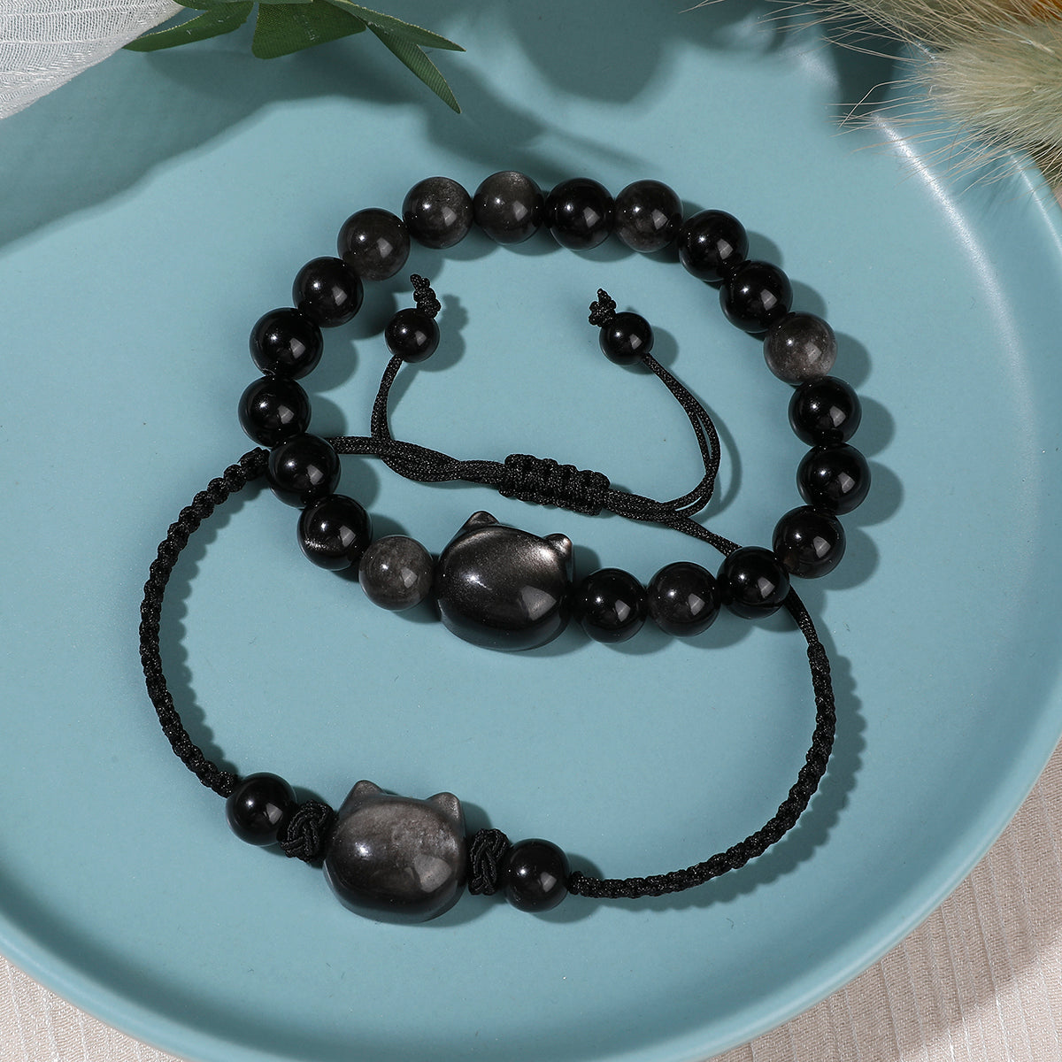 Money Attraction Twin-Bracelet Set - Ultimate Gift Collection (Obsidian)