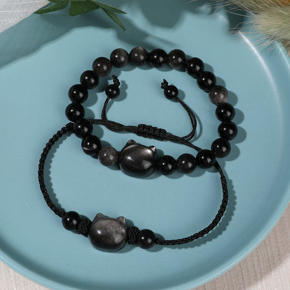 Money Attraction Twin-Bracelet Set - Ultimate Gift Collection (Obsidian)