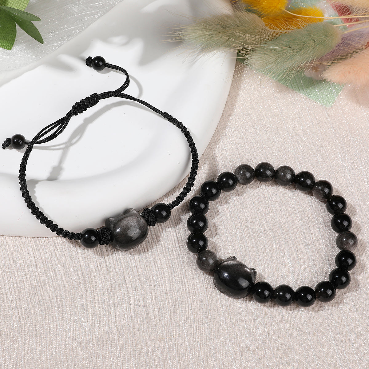 Money Attraction Twin-Bracelet Set - Ultimate Gift Collection (Obsidian)