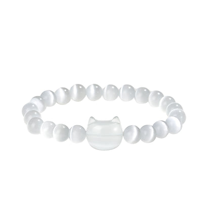 Money Attraction Cat Bracelet - Perfect Gifts For Women (White Cat Eye)
