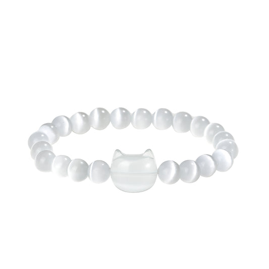 Money Attraction Cat Bracelet - Perfect Gifts For Women (White Cat Eye)