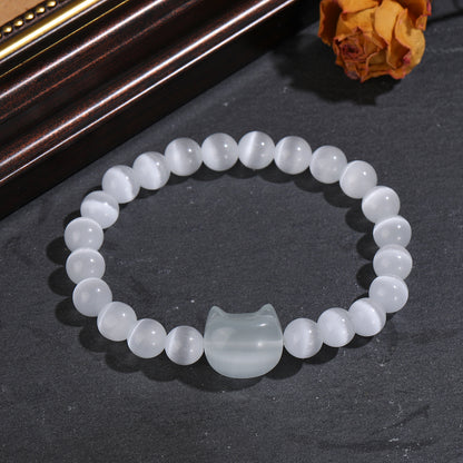 Money Attraction Cat Bracelet - Perfect Gifts For Women (White Cat Eye)