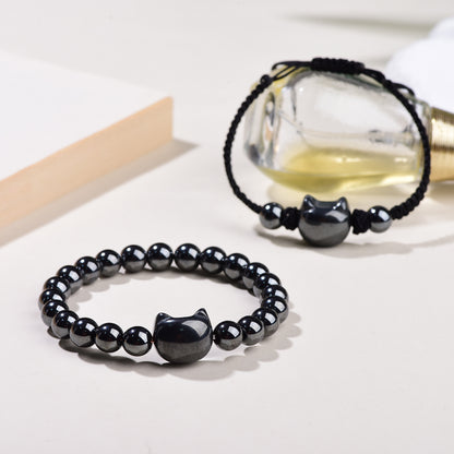 「Ultimate Fortune」-Activating Gift for Cat Lovers: Hematite Twin-Cats Wealth Vortex Set