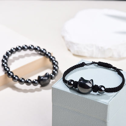 「Ultimate Fortune」-Activating Gift for Cat Lovers: Hematite Twin-Cats Wealth Vortex Set