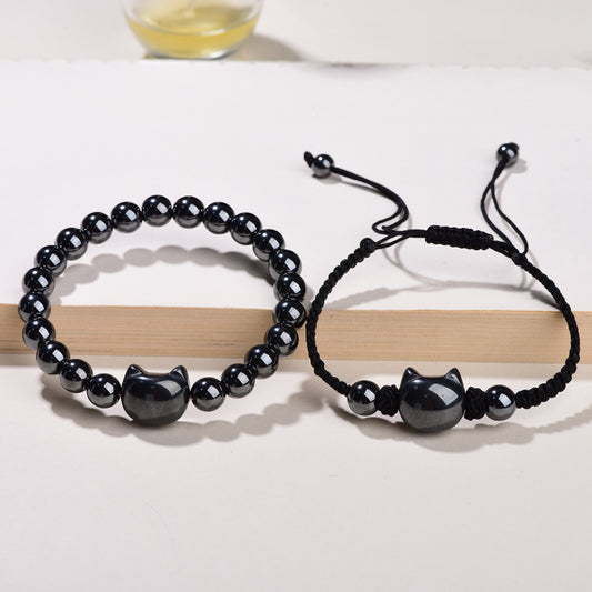 「Ultimate Fortune」-Activating Gift for Cat Lovers: Hematite Twin-Cats Wealth Vortex Set