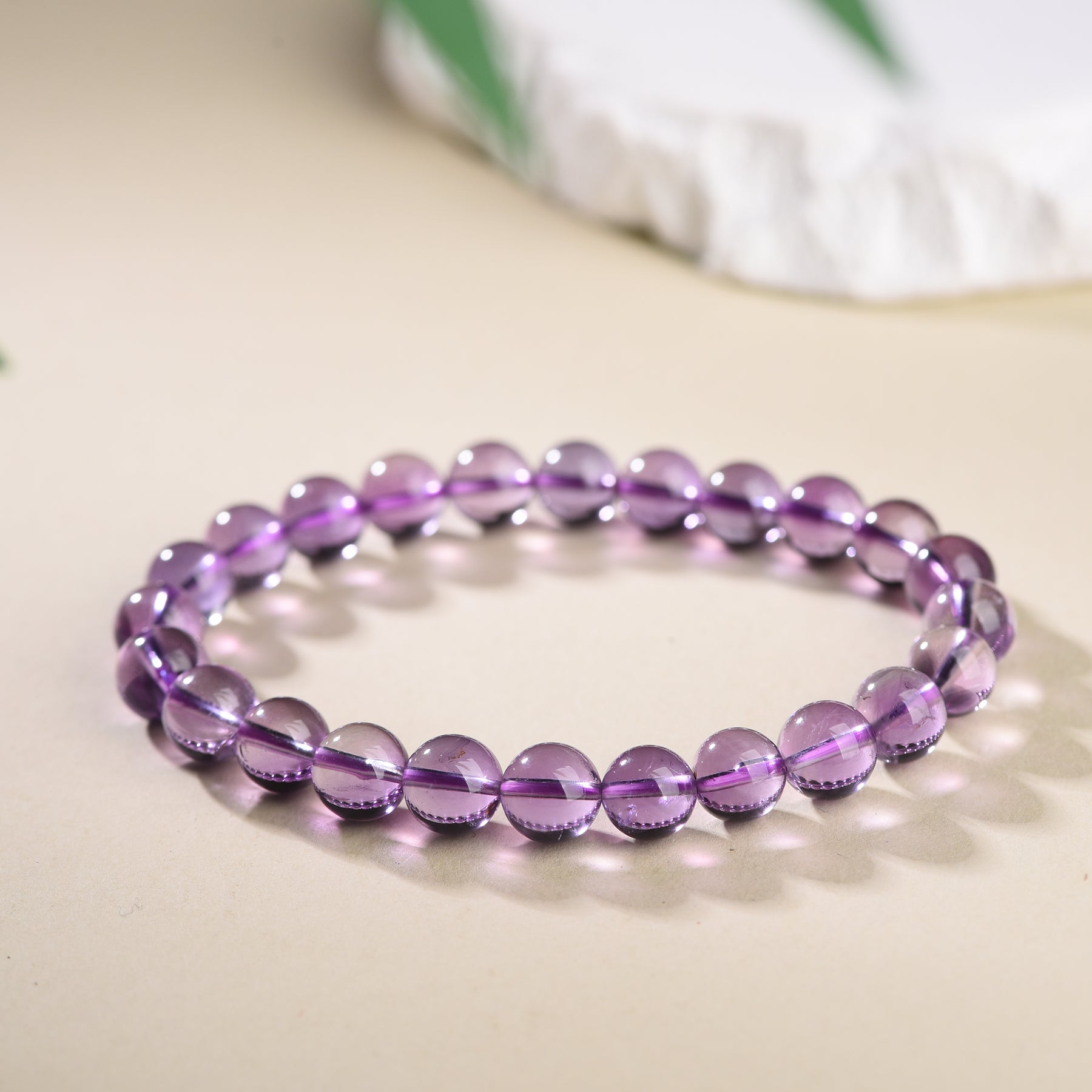 "Violet Enigma"-Natural Brazilian Amethyst Stretch Bracelet
