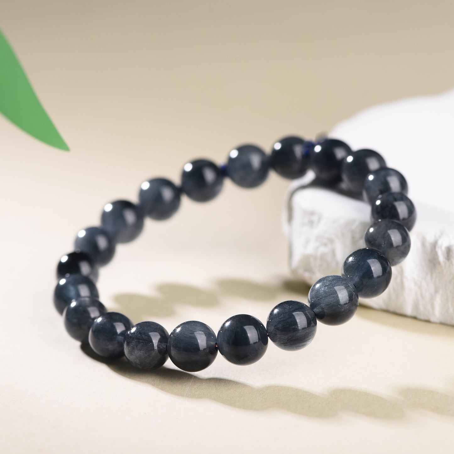 "Ocean's Whisper"- Natural Ink Blue Crystal Stretch Bracelet