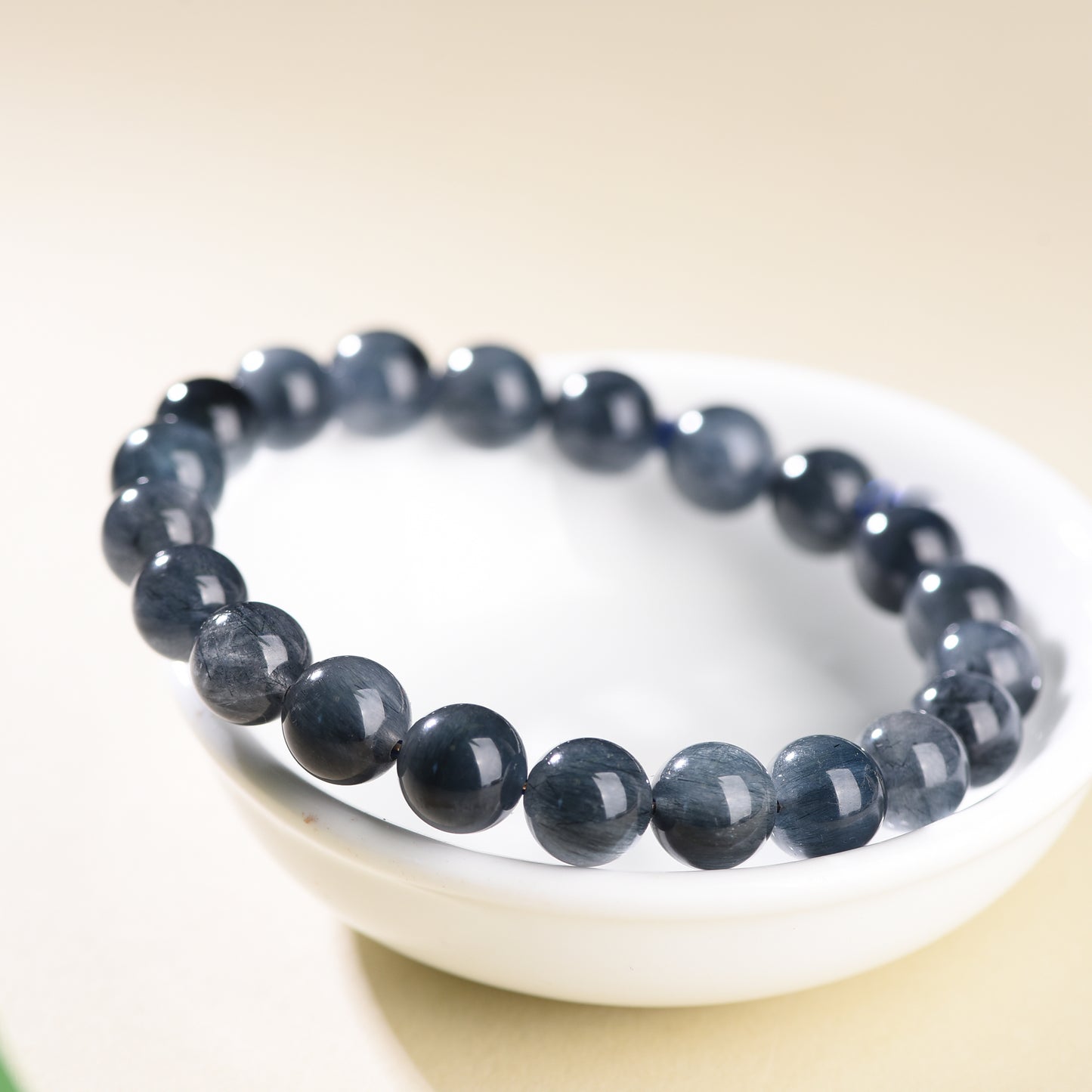 "Ocean's Whisper"- Natural Ink Blue Crystal Stretch Bracelet
