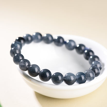 "Ocean's Whisper"- Natural Ink Blue Crystal Stretch Bracelet