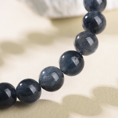 "Ocean's Whisper"- Natural Ink Blue Crystal Stretch Bracelet