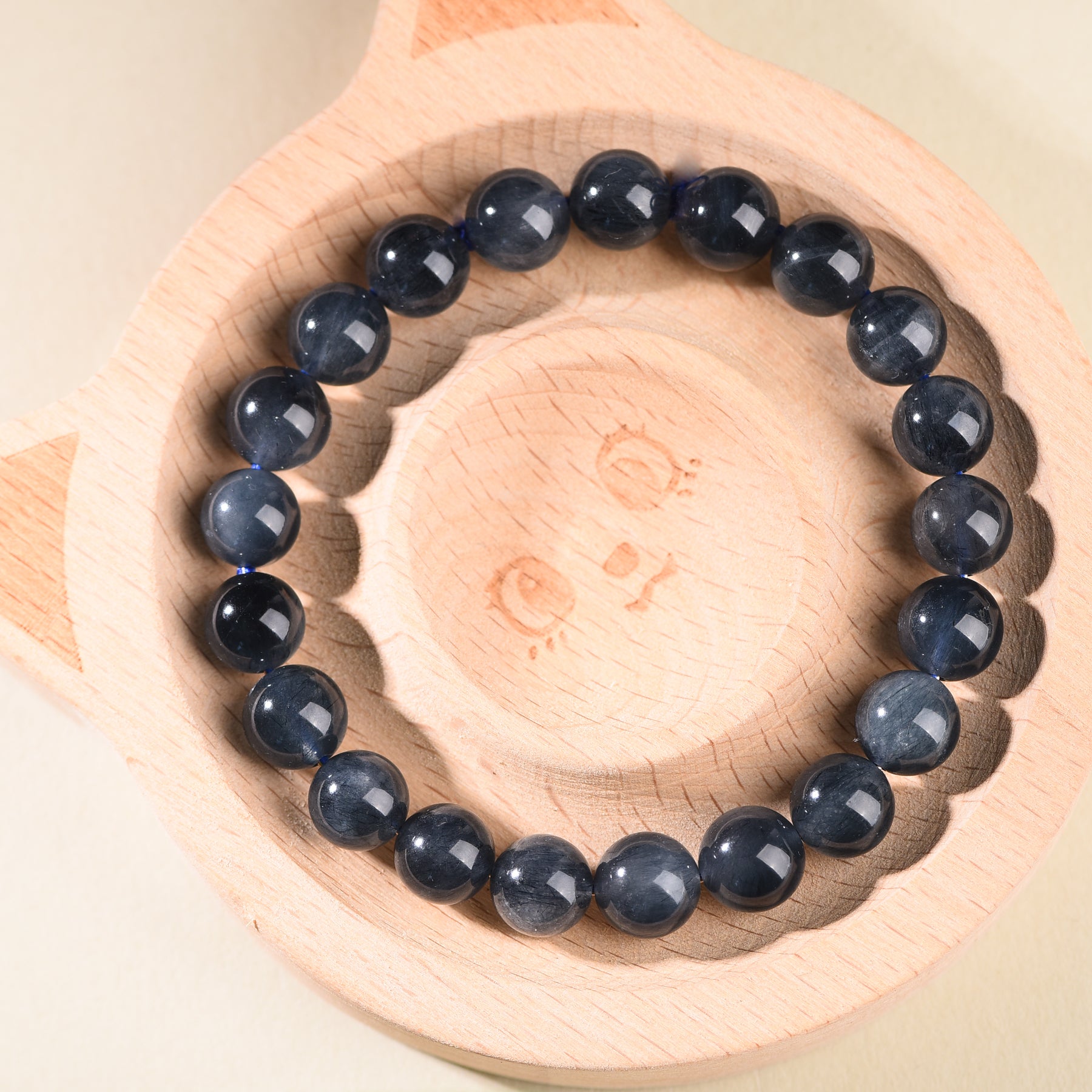 "Ocean's Whisper"- Natural Ink Blue Crystal Stretch Bracelet