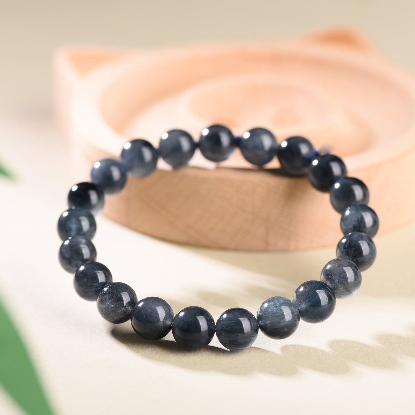 "Ocean's Whisper"- Natural Ink Blue Crystal Stretch Bracelet