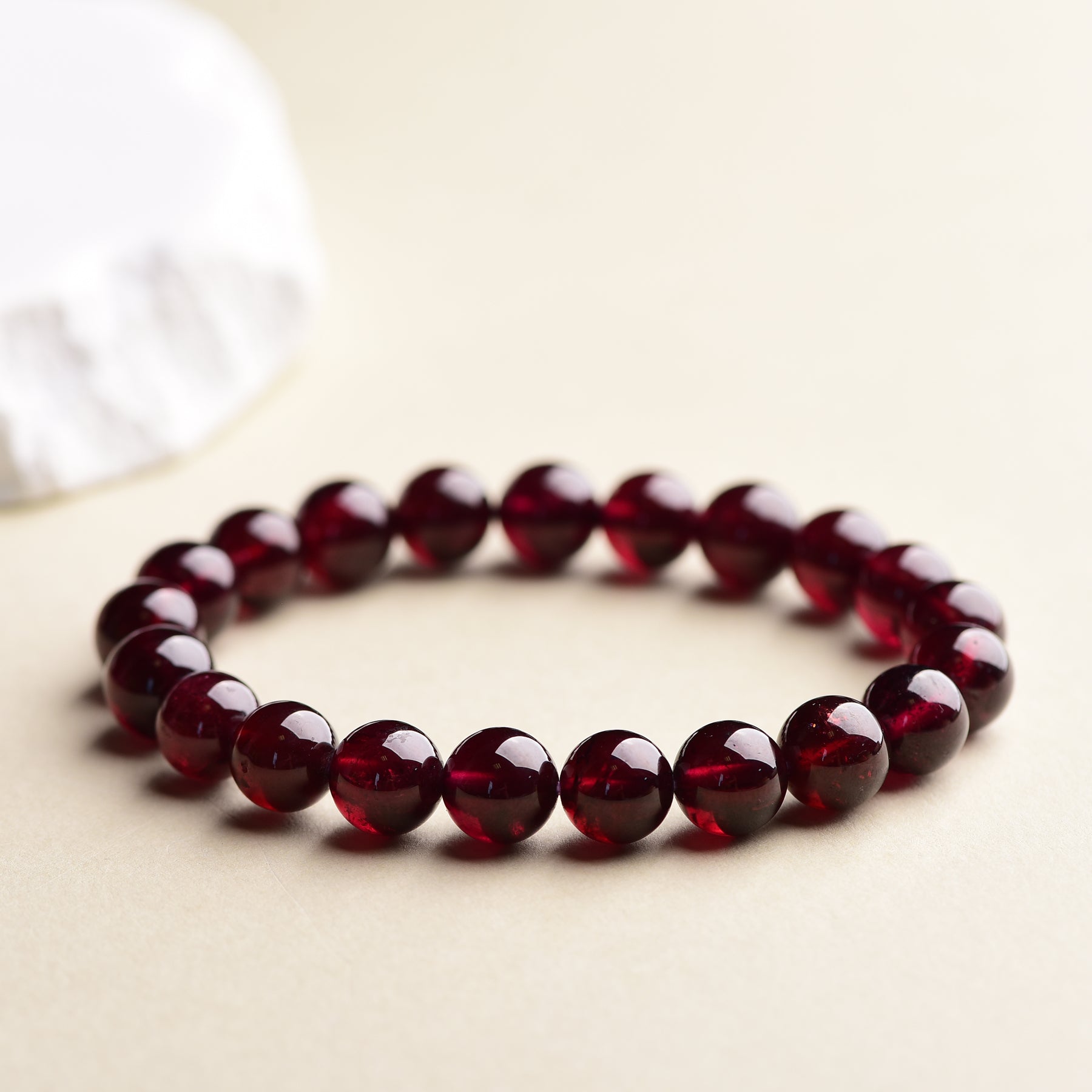 "Crimson Whisper"-Natural Brown Red Garnet Stretch Bracelet