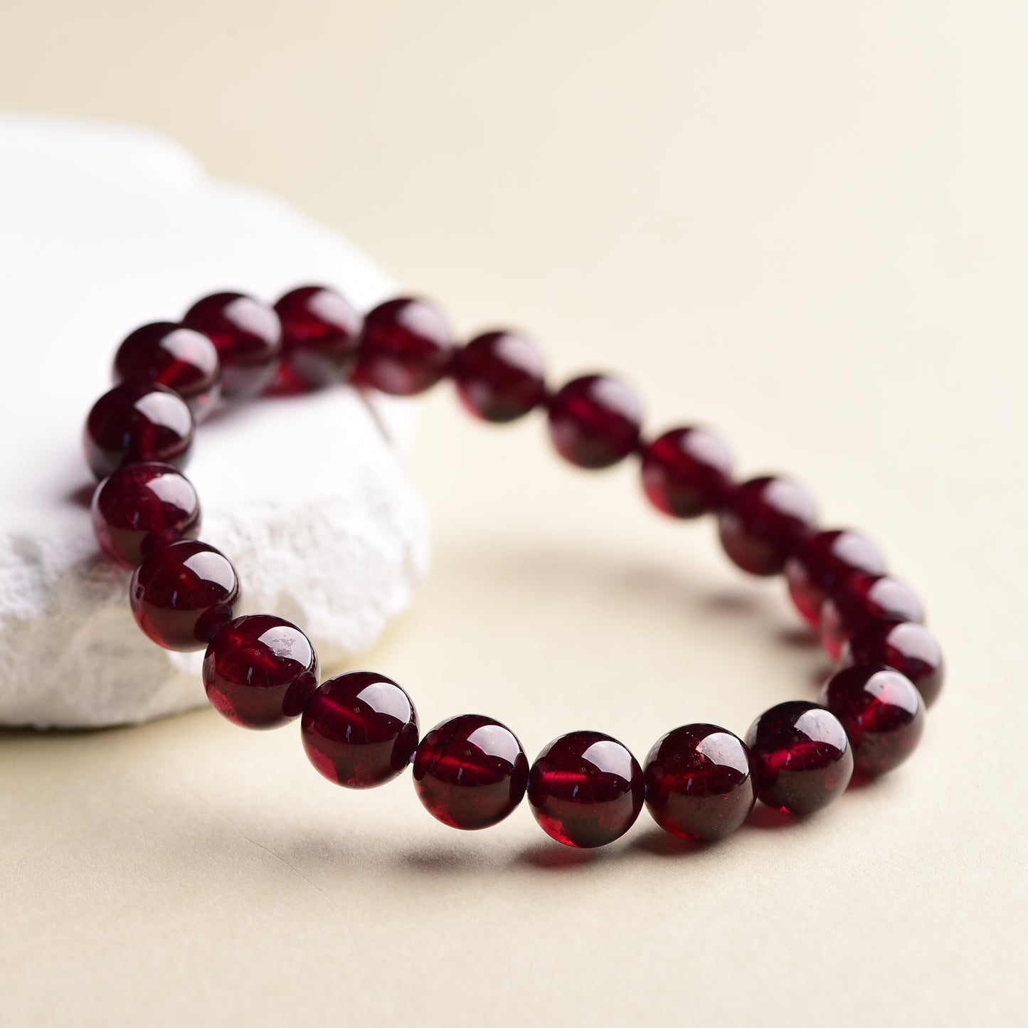 "Crimson Whisper"-Natural Brown Red Garnet Stretch Bracelet