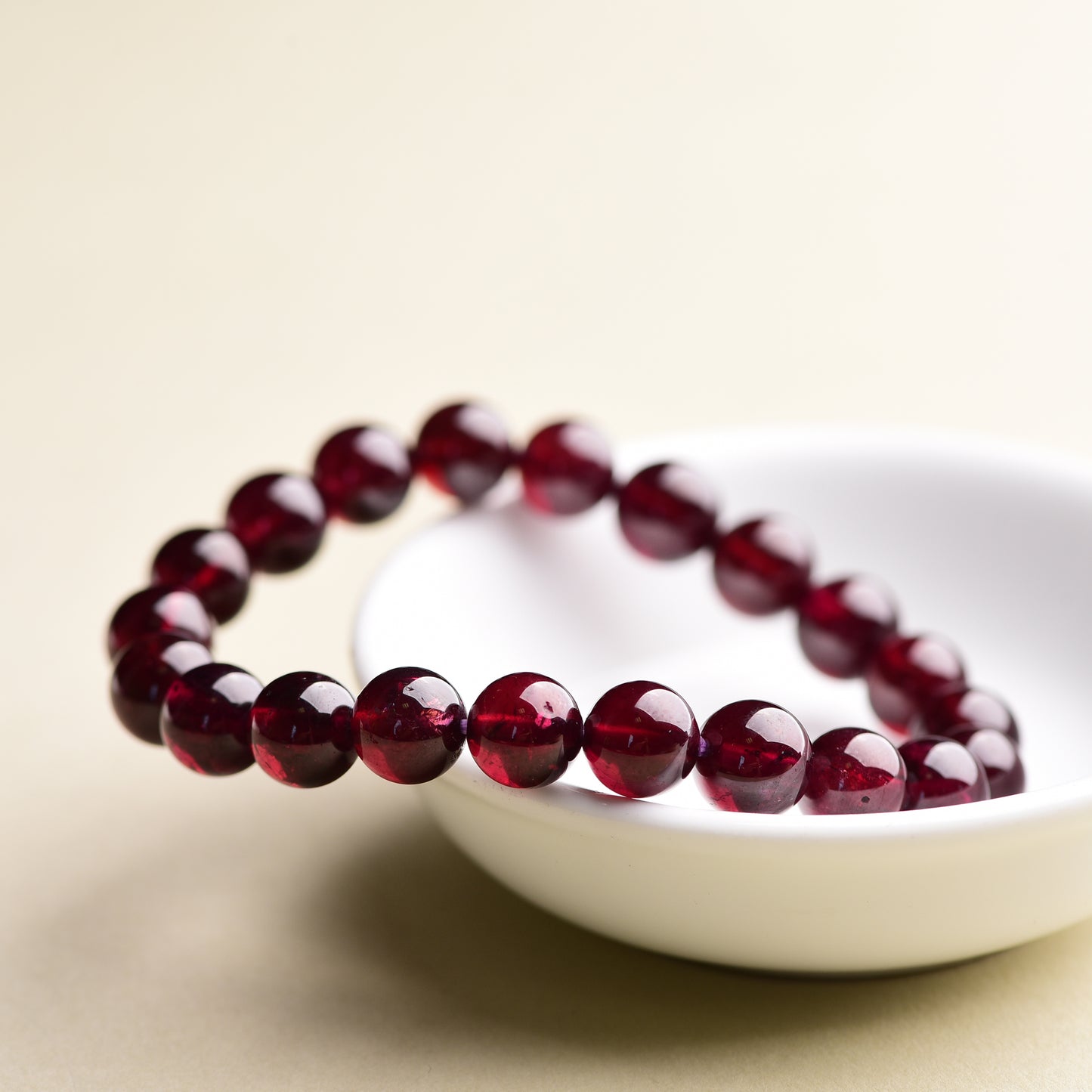 "Crimson Whisper"-Natural Brown Red Garnet Stretch Bracelet