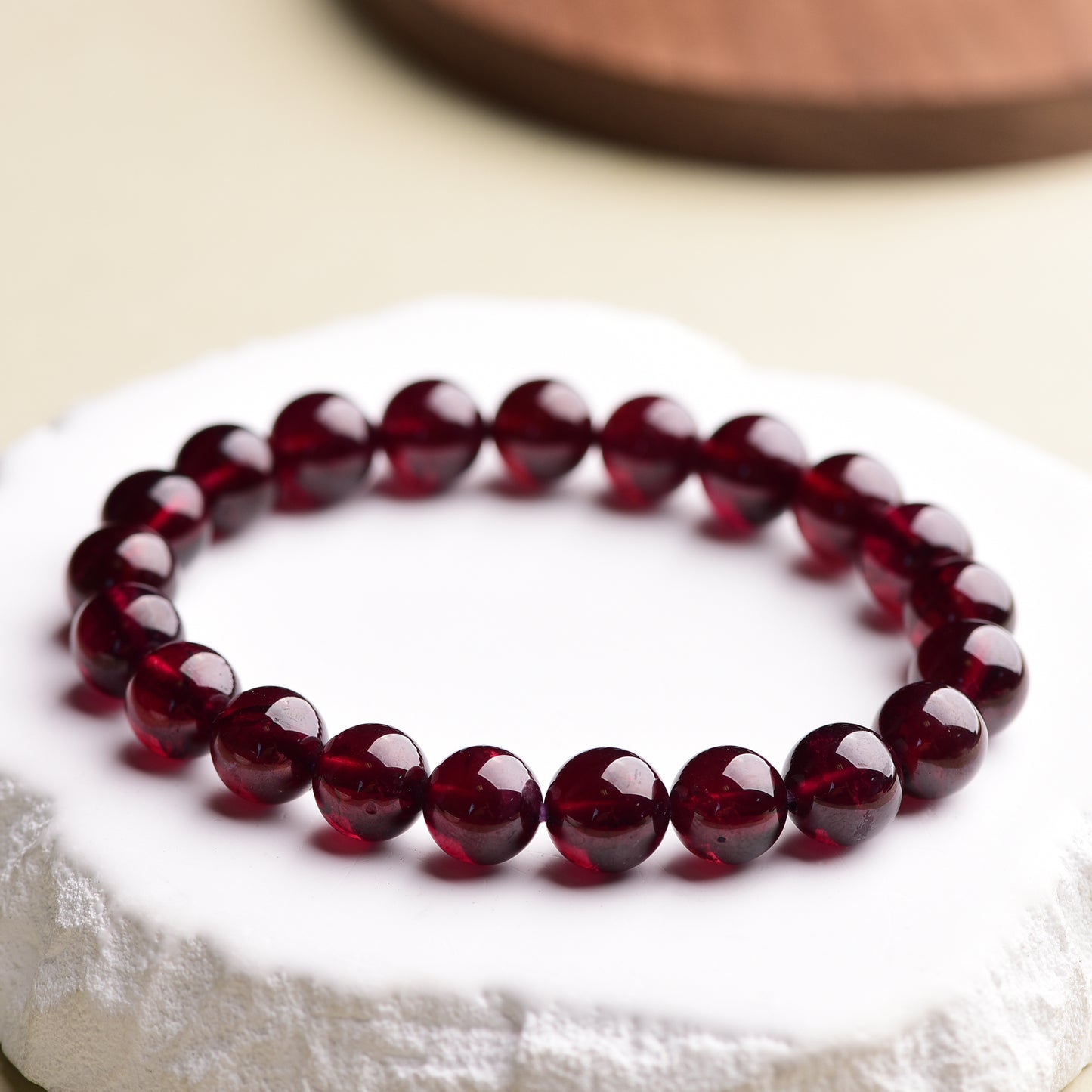 "Crimson Whisper"-Natural Brown Red Garnet Stretch Bracelet