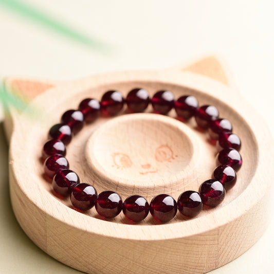 Brown Red Garnet Stretch Bracelet