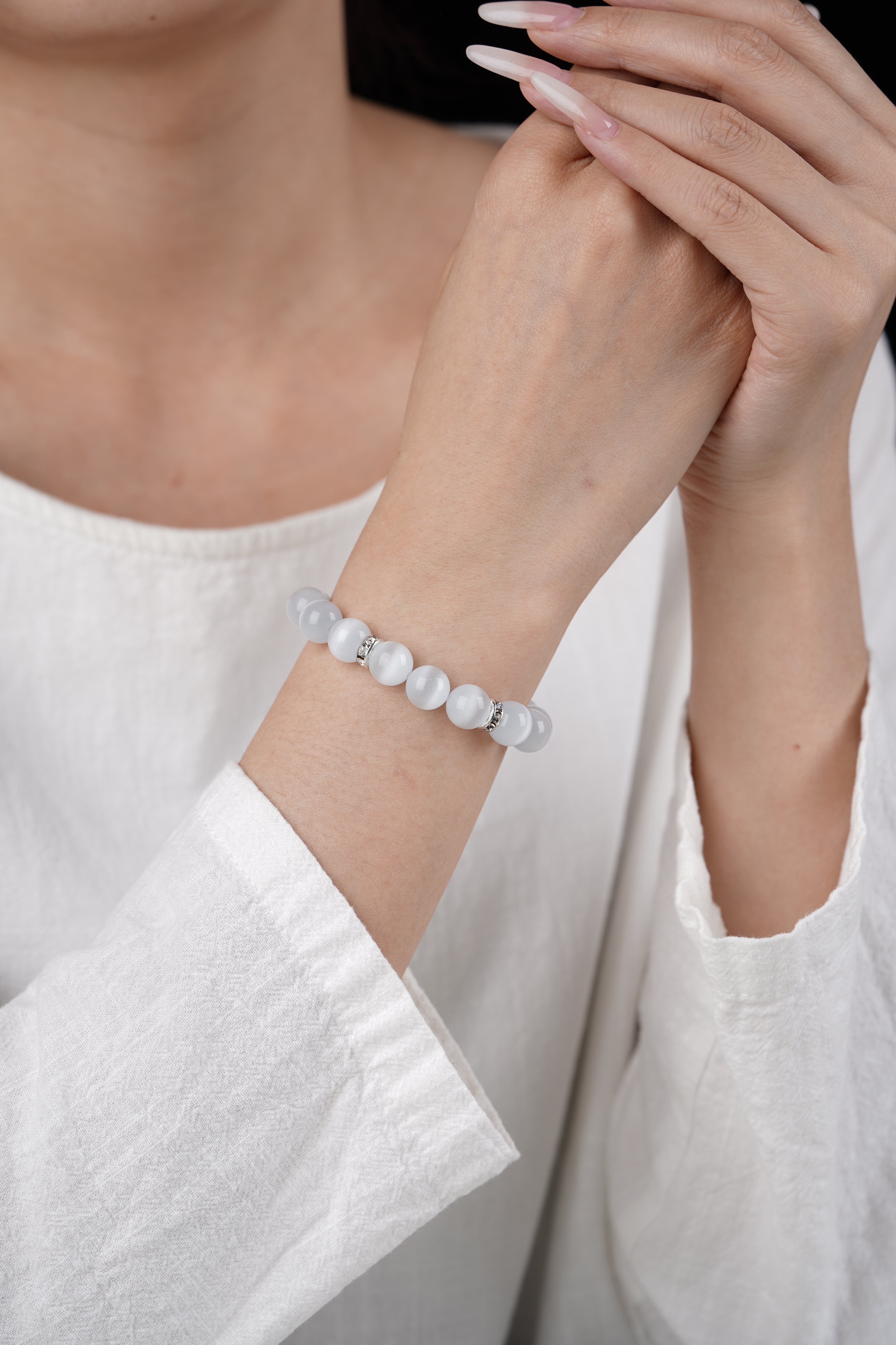 White Cat's Eye Healing Bracelet - Pure Serenity Collection