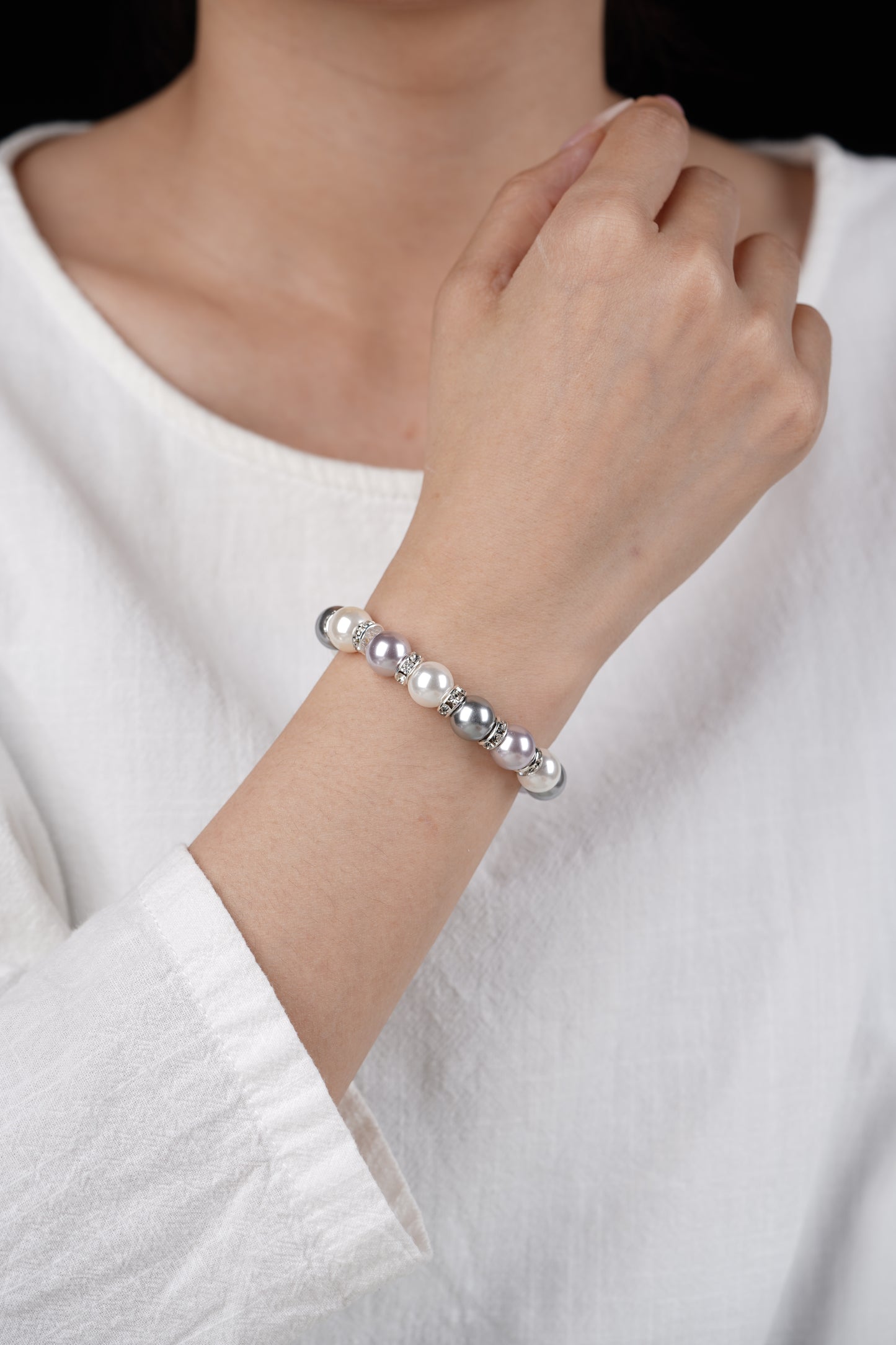 Silver Shell Pearl Healing Bracelet - Emotional Balance Collection