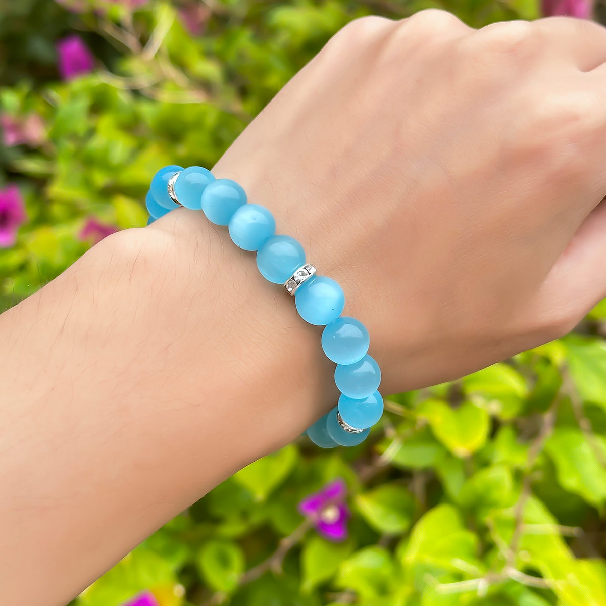 Sea Blue Cat's Eye Healing Bracelet - Serenity Collection