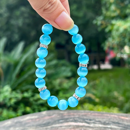 Sea Blue Cat's Eye Healing Bracelet - Serenity Collection