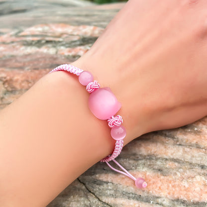 Money Attraction Cat Bracelet - Perfect Gifts For Women (Pink Cat Eye)