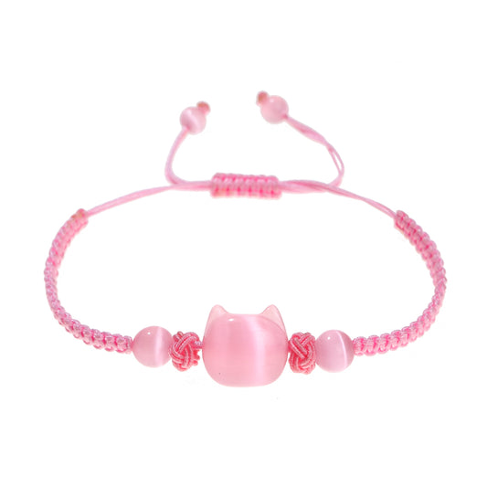 Money Attraction Cat Bracelet - Perfect Gifts For Women (Pink Cat Eye)